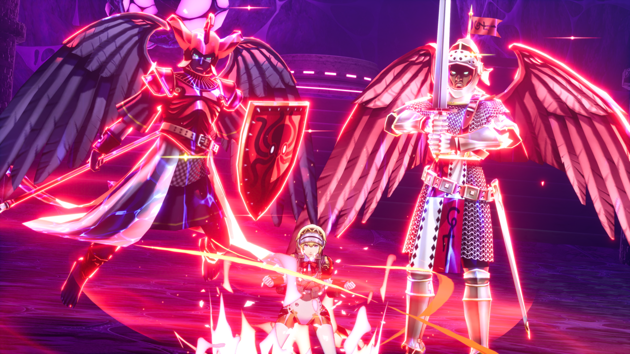 Aigis readies multiple personas to attack.