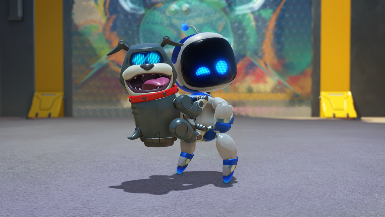 Astro with a robotic canine pal in Astro Bot.